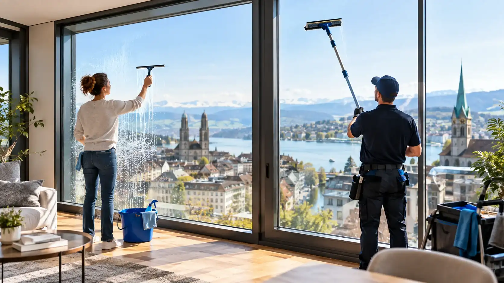 Fensterreinigung Zürich mit Vergleich zwischen Selbstreinigung und professioneller Fensterreinigung